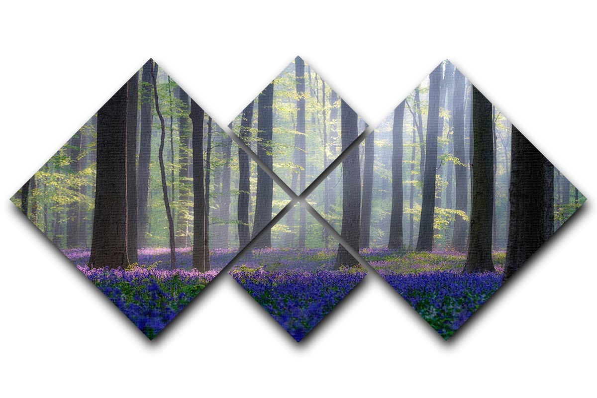 Bluebells 4 Square Multi Panel Canvas - Canvas Art Rocks - 1
