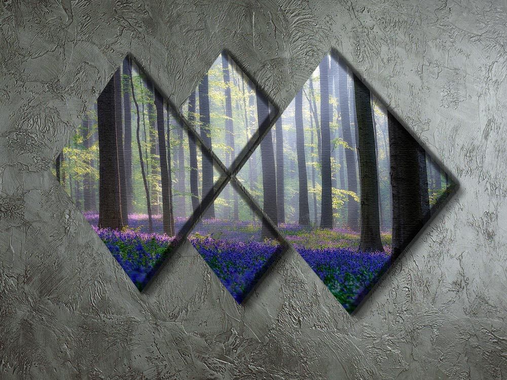 Bluebells 4 Square Multi Panel Canvas - Canvas Art Rocks - 2
