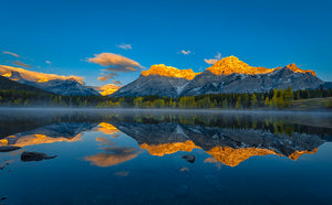 A Perfect Morning In Canadian Rockies Wall Mural Wallpaper - Canvas Art Rocks - 1