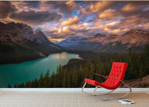 Peyto Lake At Dusk Wall Mural Wallpaper - Canvas Art Rocks - 2