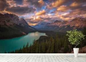 Peyto Lake At Dusk Wall Mural Wallpaper - Canvas Art Rocks - 4