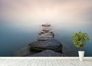 Stones Into The Misty Lake Wall Mural Wallpaper - Canvas Art Rocks - 4