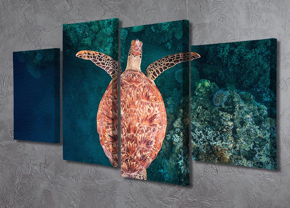 Flying Over The Reef 4 Split Panel Canvas - Canvas Art Rocks - 2