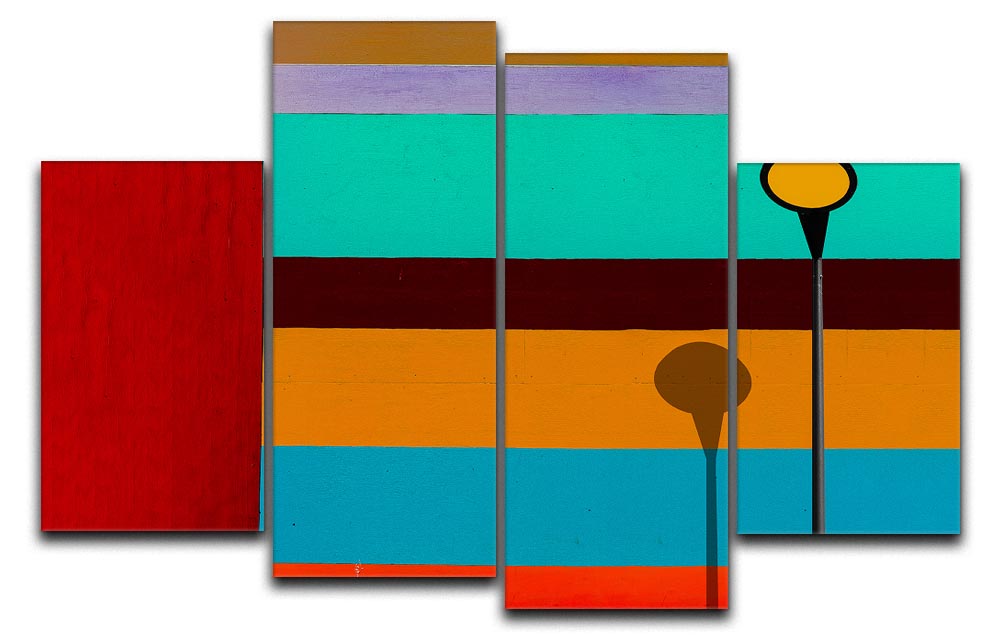 Lamp And Striped Wall 4 Split Panel Canvas - Canvas Art Rocks - 1