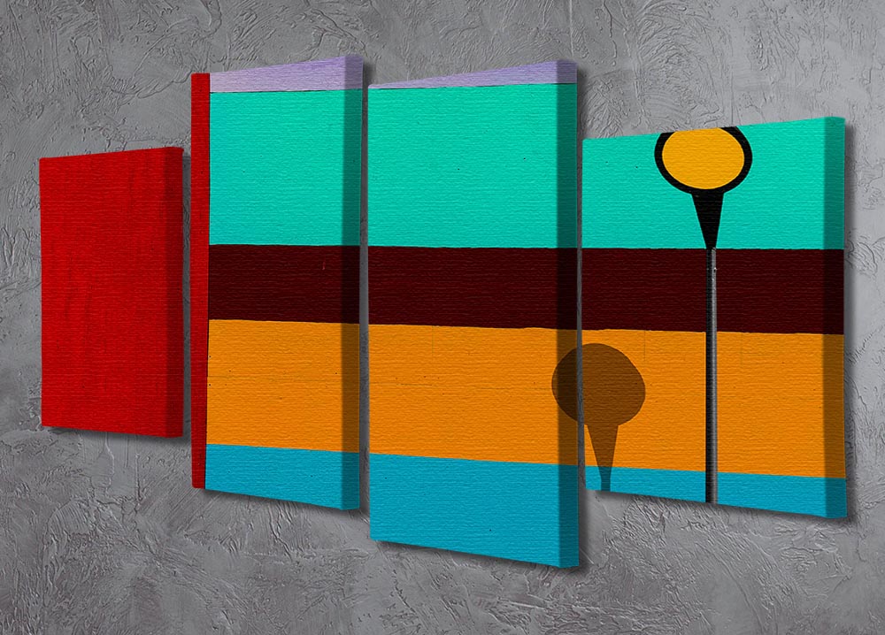 Lamp And Striped Wall 4 Split Panel Canvas - Canvas Art Rocks - 2