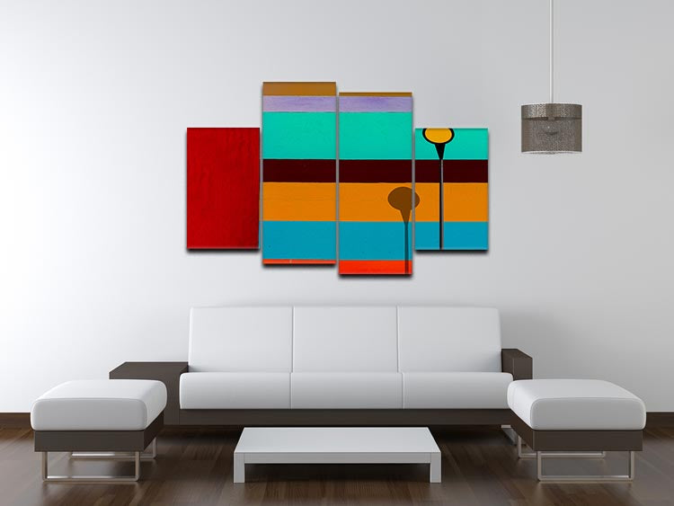 Lamp And Striped Wall 4 Split Panel Canvas - Canvas Art Rocks - 3