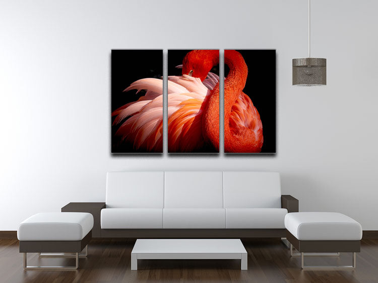 flamingo Close Up 3 Split Panel Canvas Print - Canvas Art Rocks - 3