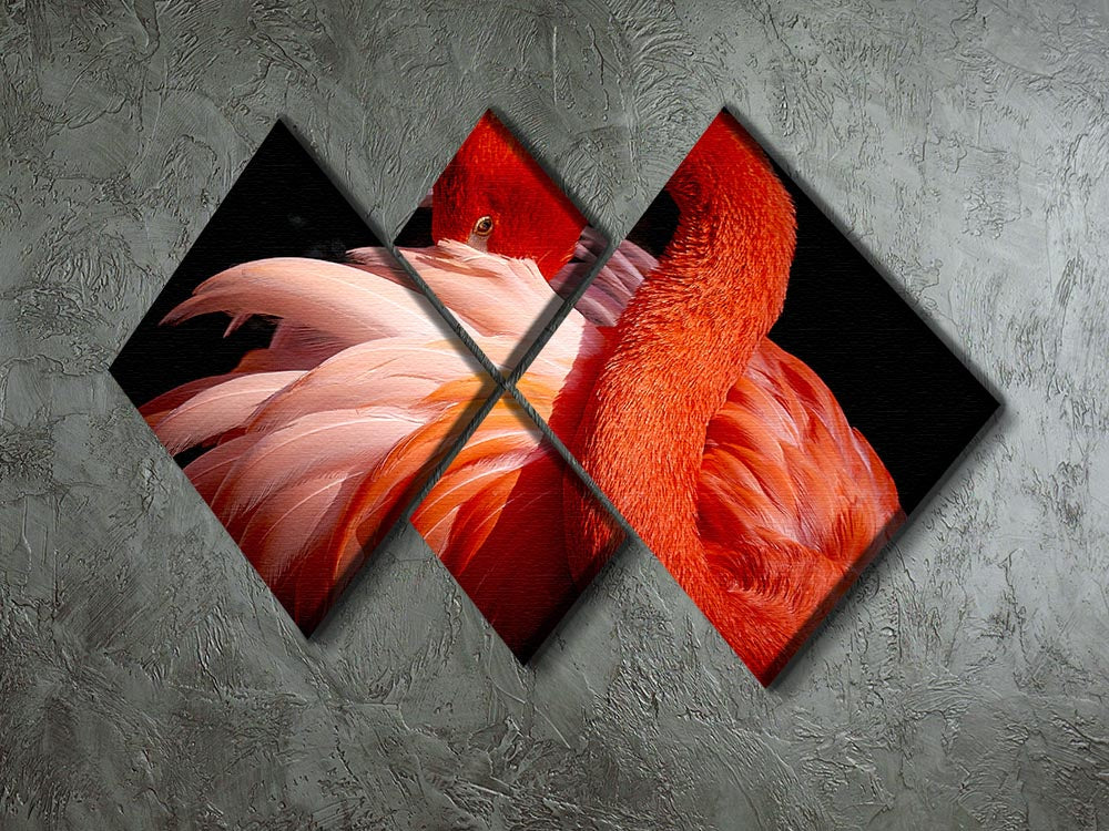flamingo Close Up 4 Square Multi Panel Canvas - Canvas Art Rocks - 2