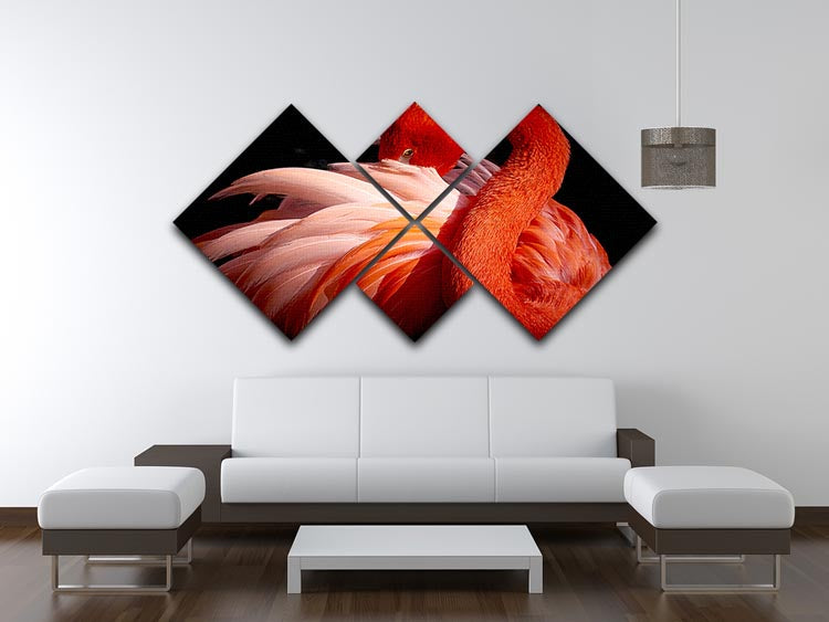 flamingo Close Up 4 Square Multi Panel Canvas - Canvas Art Rocks - 3