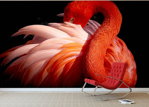 flamingo Close Up Wall Mural Wallpaper - Canvas Art Rocks - 2