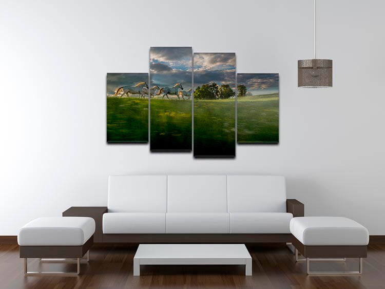 Galloping Horses 4 Split Panel Canvas - Canvas Art Rocks - 3