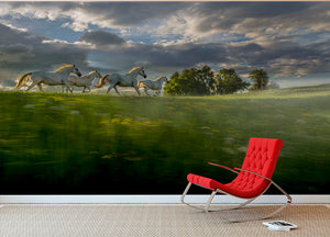 Galloping Horses Wall Mural Wallpaper - Canvas Art Rocks - 2