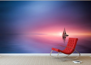 Sailing Across The Lake Toward The Sunset Wall Mural Wallpaper - Canvas Art Rocks - 2