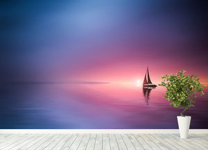 Sailing Across The Lake Toward The Sunset Wall Mural Wallpaper - Canvas Art Rocks - 4