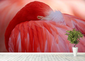 Red Flamingo Wall Mural Wallpaper - Canvas Art Rocks - 4