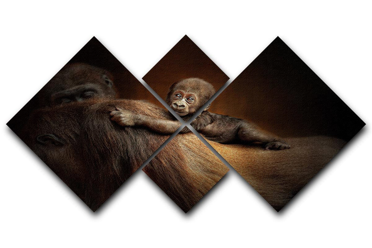 Baby Monkey 4 Square Multi Panel Canvas - Canvas Art Rocks - 1