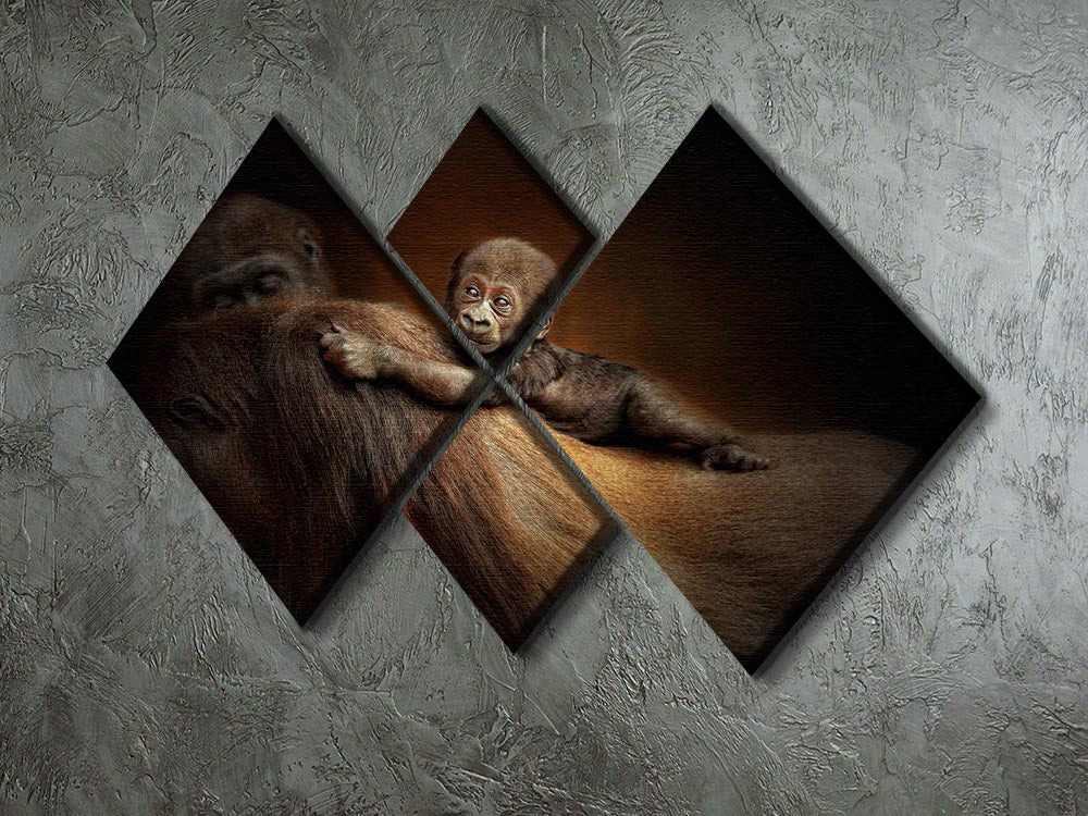 Baby Monkey 4 Square Multi Panel Canvas - Canvas Art Rocks - 2