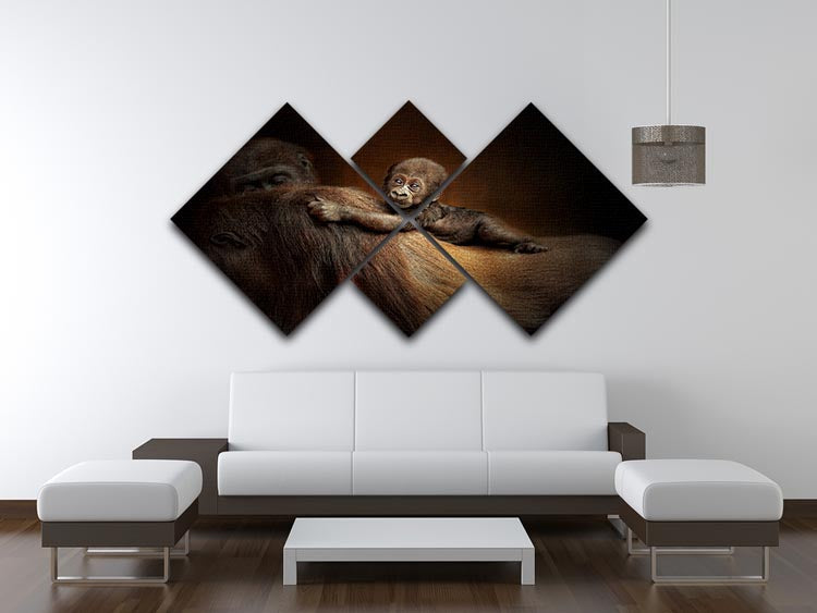 Baby Monkey 4 Square Multi Panel Canvas - Canvas Art Rocks - 3
