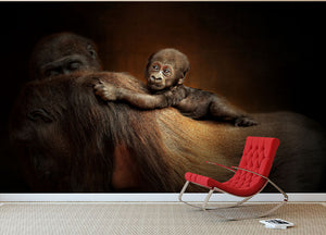 Baby Monkey Wall Mural Wallpaper - Canvas Art Rocks - 2