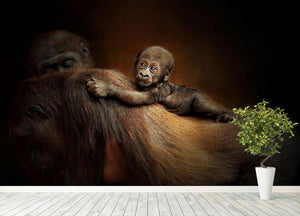 Baby Monkey Wall Mural Wallpaper - Canvas Art Rocks - 4