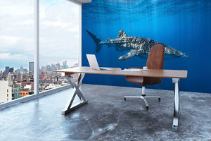 Whale Shark In The Blue Wall Mural Wallpaper - Canvas Art Rocks - 3