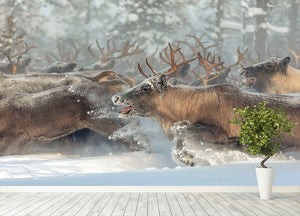 Reindeers III Wall Mural Wallpaper - Canvas Art Rocks - 4