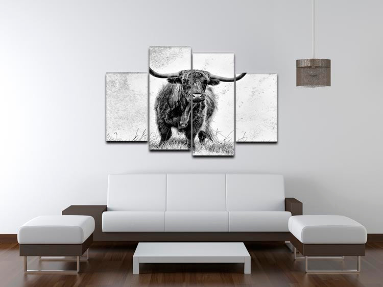 Highland Cow 4 Split Panel Canvas - Canvas Art Rocks - 3