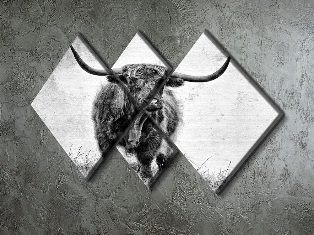 Highland Cow 4 Square Multi Panel Canvas - Canvas Art Rocks - 2