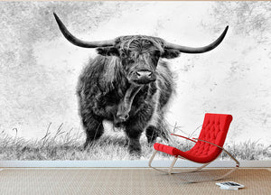 Highland Cow Wall Mural Wallpaper - Canvas Art Rocks - 2