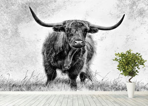 Highland Cow Wall Mural Wallpaper - Canvas Art Rocks - 4