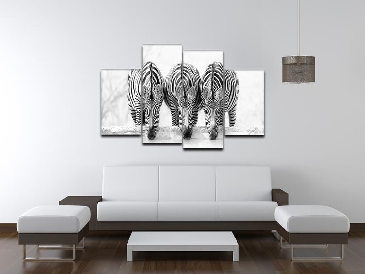 Zebras Drinking 4 Split Panel Canvas - Canvas Art Rocks - 3