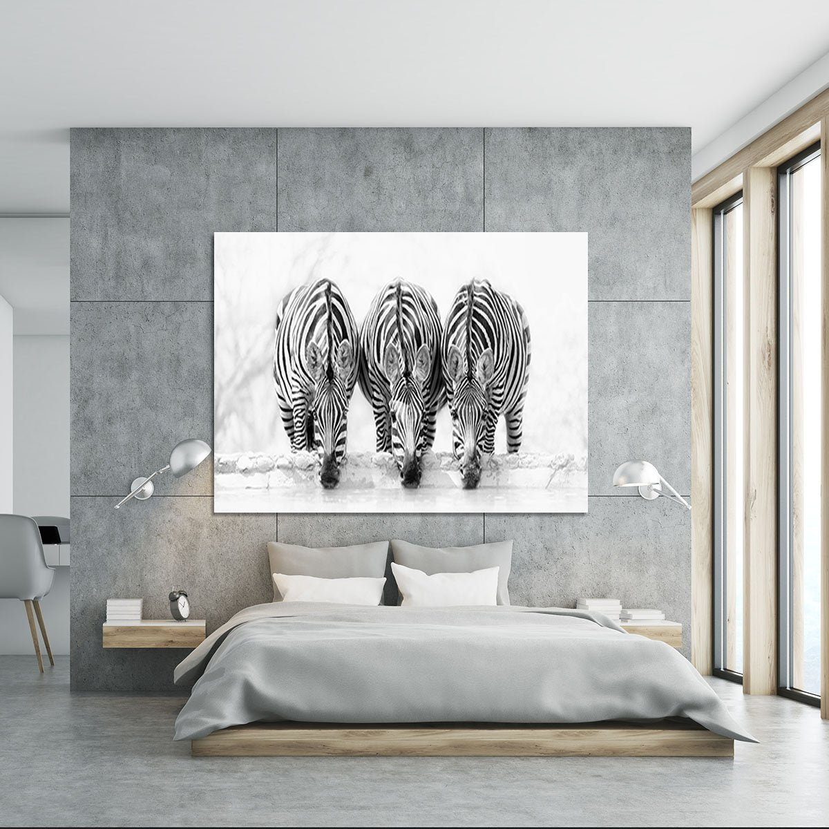 Zebras Drinking Canvas Print or Poster - Canvas Art Rocks - 5