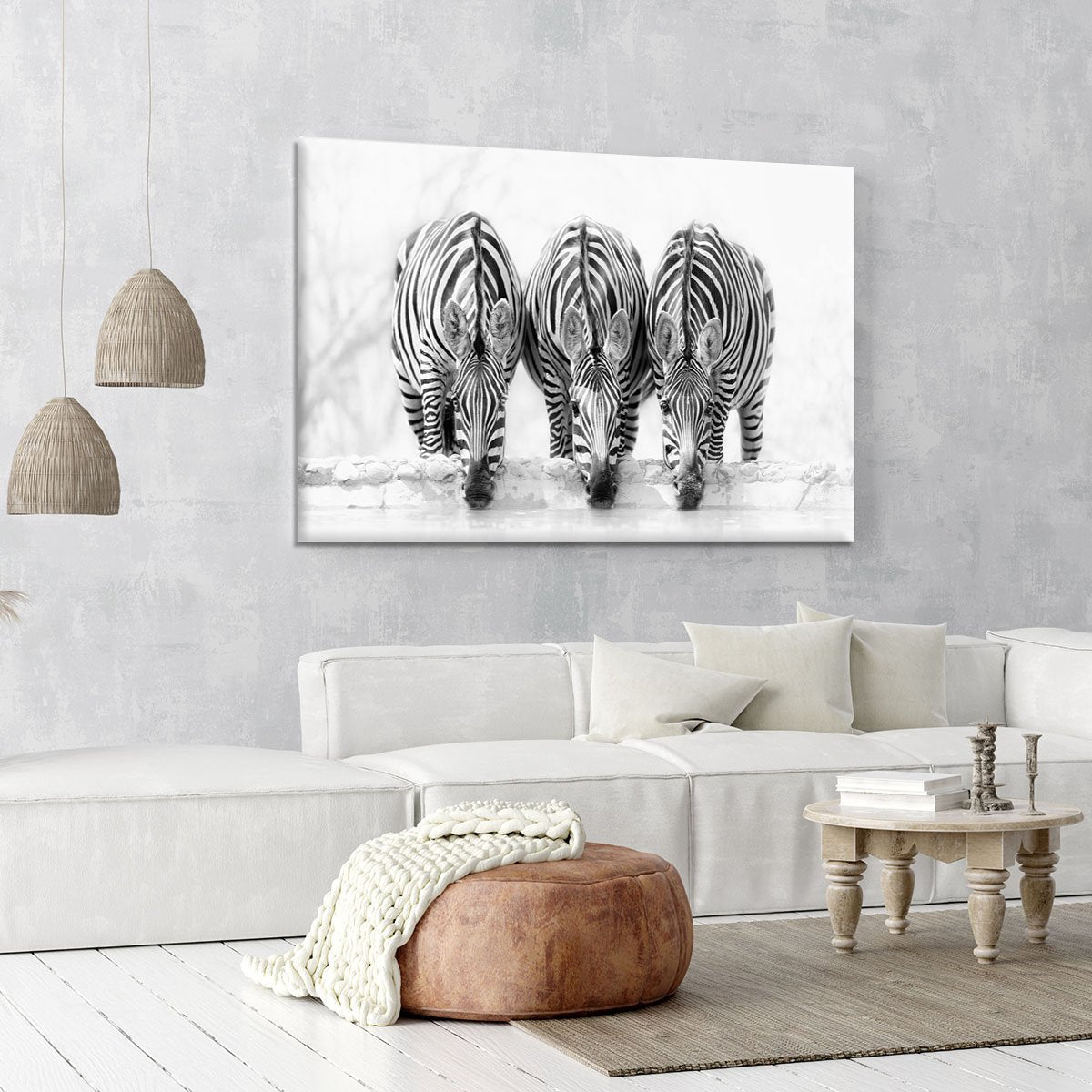Zebras Drinking Canvas Print or Poster - Canvas Art Rocks - 6