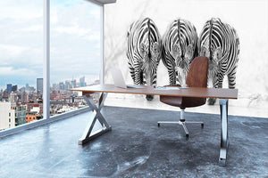 Zebras Drinking Wall Mural Wallpaper - Canvas Art Rocks - 3