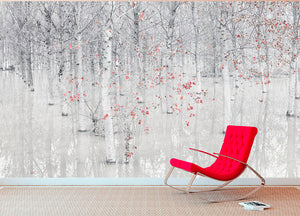 Red A White Wall Mural Wallpaper - Canvas Art Rocks - 2