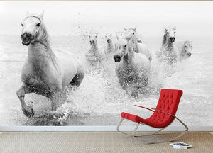 Slashing Horses Wall Mural Wallpaper - Canvas Art Rocks - 2