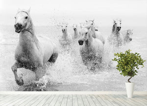 Slashing Horses Wall Mural Wallpaper - Canvas Art Rocks - 4