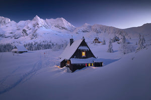 Winter Hut Wall Mural Wallpaper - Canvas Art Rocks - 1