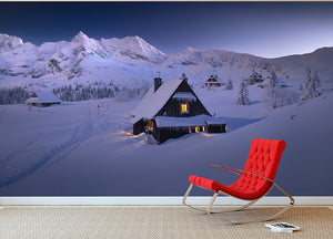 Winter Hut Wall Mural Wallpaper - Canvas Art Rocks - 2