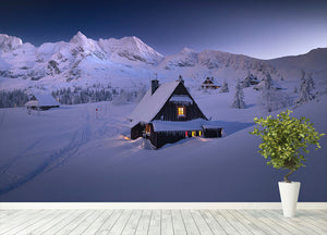 Winter Hut Wall Mural Wallpaper - Canvas Art Rocks - 4