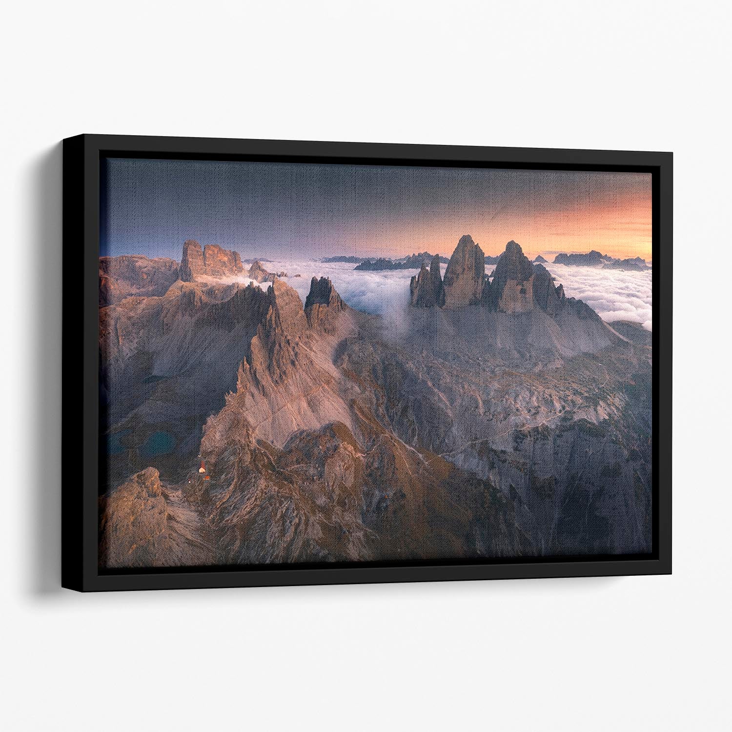 Tre Cime Di Lavaredo Floating Framed Canvas - Canvas Art Rocks - 1