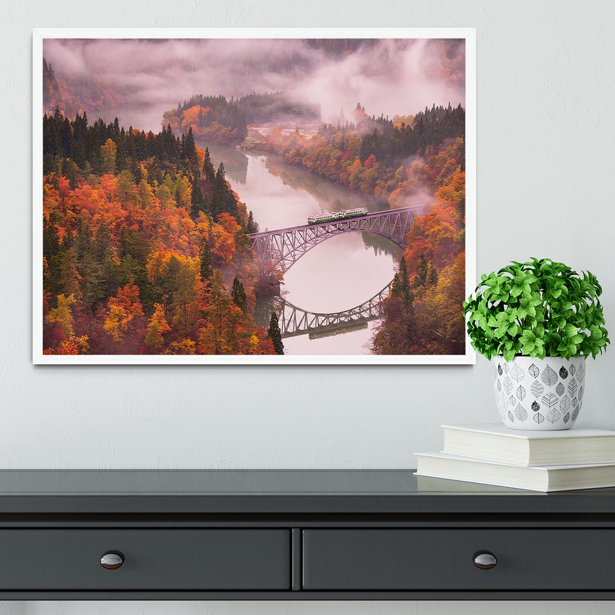 Autumn Tadami Line Framed Print - Canvas Art Rocks -6