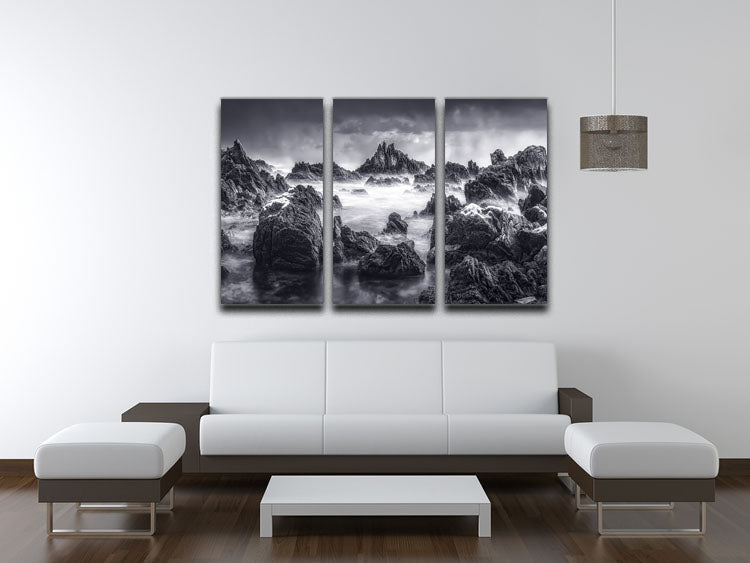 Rocky Seascape 3 Split Panel Canvas Print - Canvas Art Rocks - 3