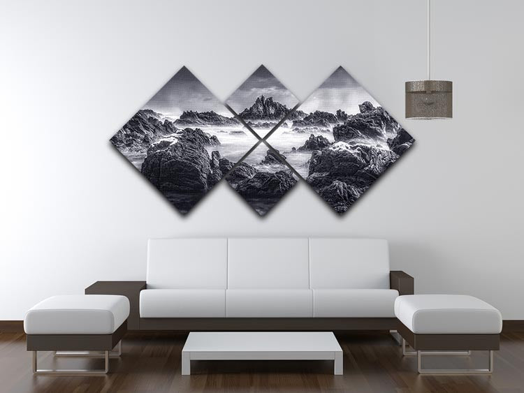 Rocky Seascape 4 Square Multi Panel Canvas - Canvas Art Rocks - 3