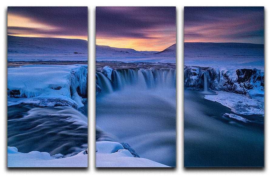 Wintry Waterfall 3 Split Panel Canvas Print - Canvas Art Rocks - 1