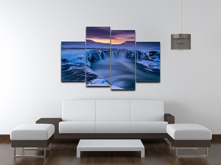 Wintry Waterfall 4 Split Panel Canvas - Canvas Art Rocks - 3