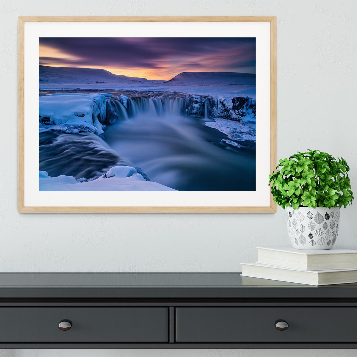 Wintry Waterfall Framed Print - Canvas Art Rocks - 3