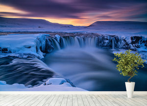 Wintry Waterfall Wall Mural Wallpaper - Canvas Art Rocks - 4