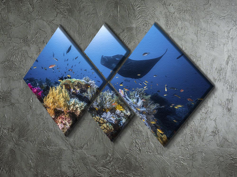 Manta Reef On The Reef 4 Square Multi Panel Canvas - Canvas Art Rocks - 2