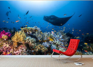 Manta Reef On The Reef Wall Mural Wallpaper - Canvas Art Rocks - 2